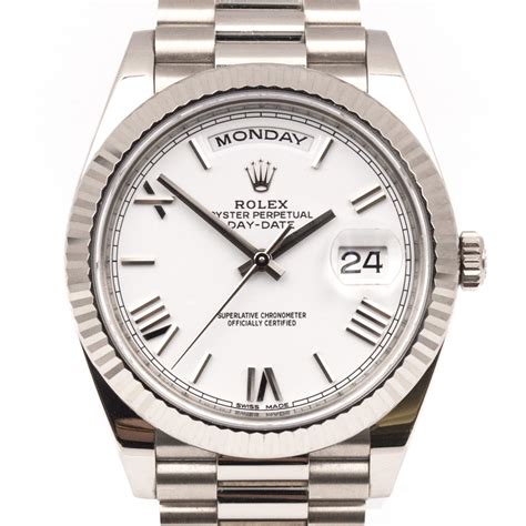 rolex tell white gold from steel|Rolex presidential 40mm white gold.